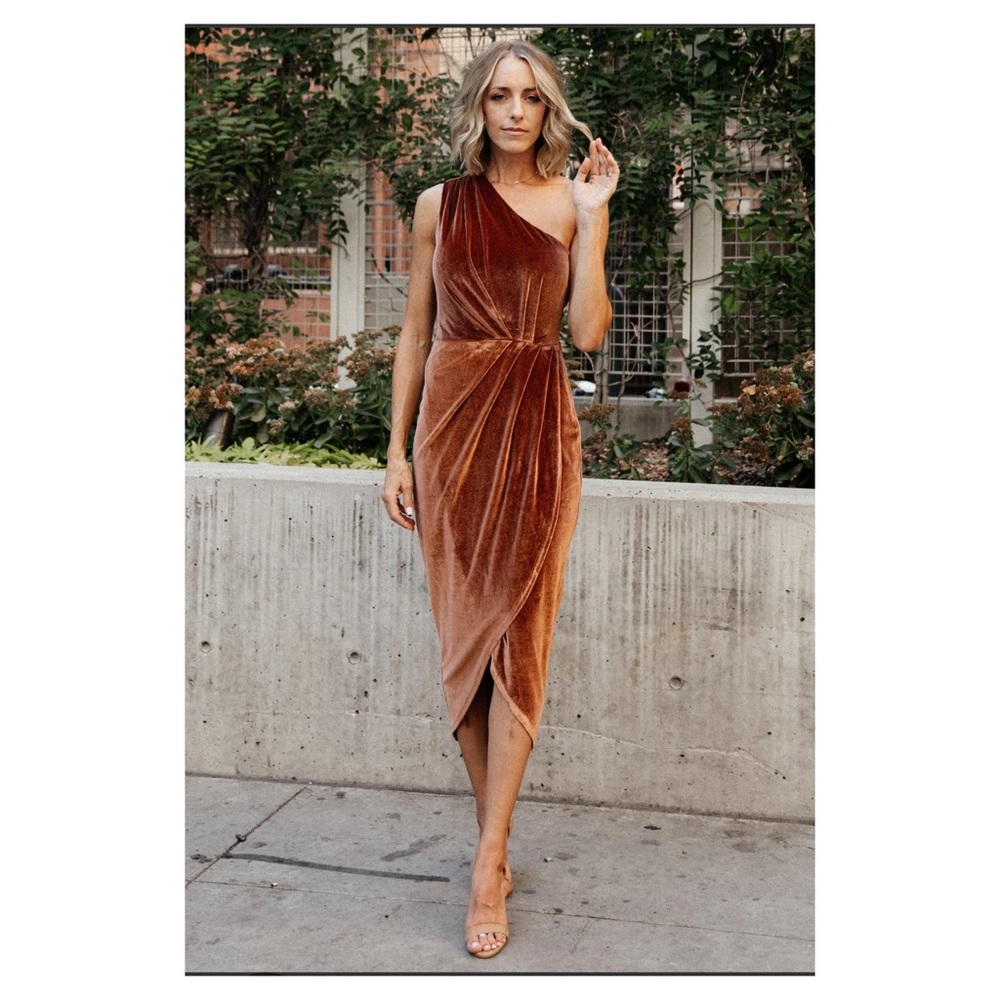 BALTIC BORN | Kourtney velvet one shoulder midi dress